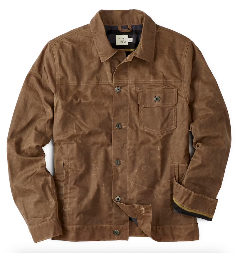 Flannel-Lined Waxed Trucker Jacket