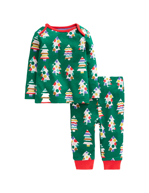 Snug Single Long John Pyjamas Jewel Green Trees  (0mths-2yrs)