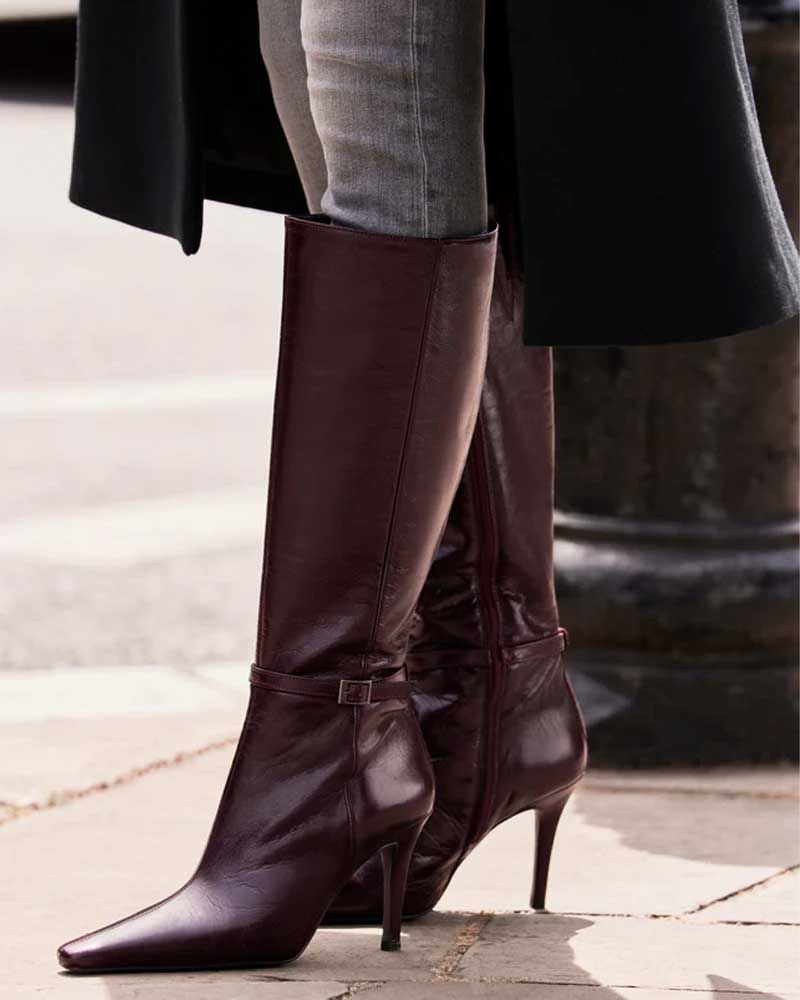 Burgundy Long Knee Boots
