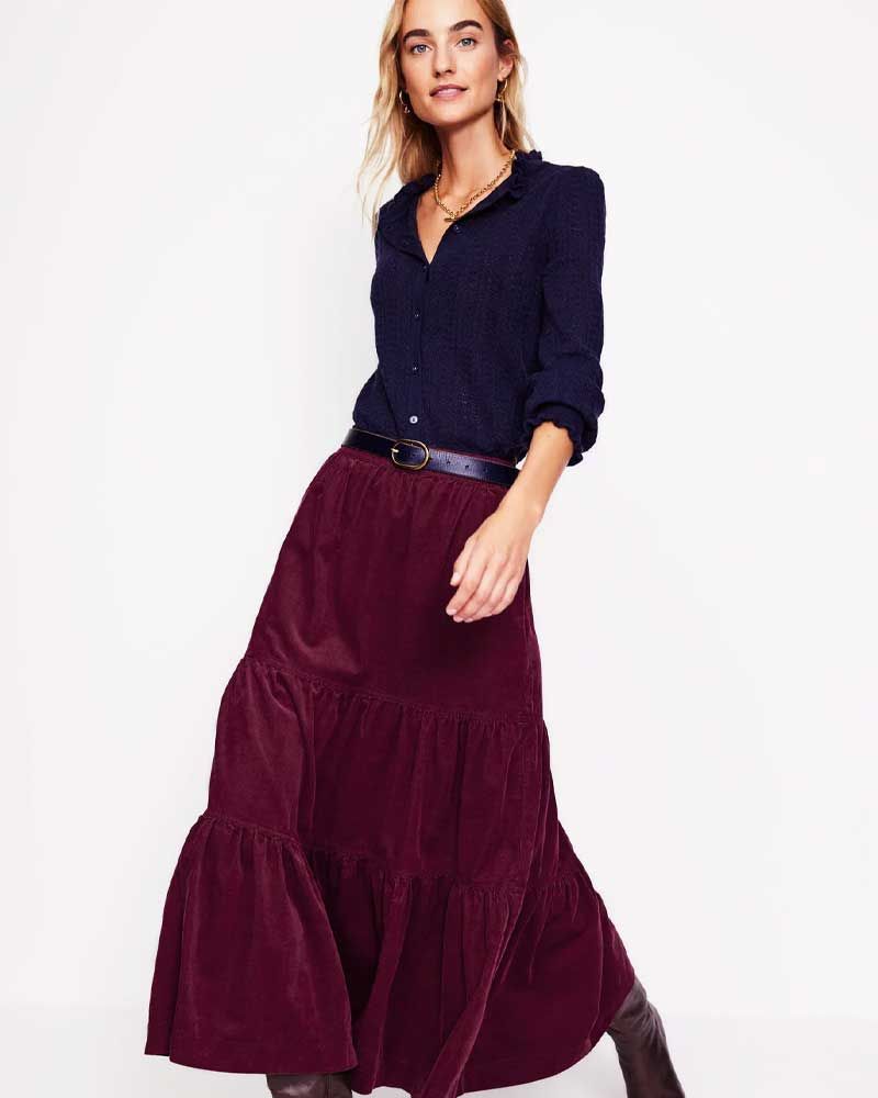 Viv Cord Tiered Maxi Skirt