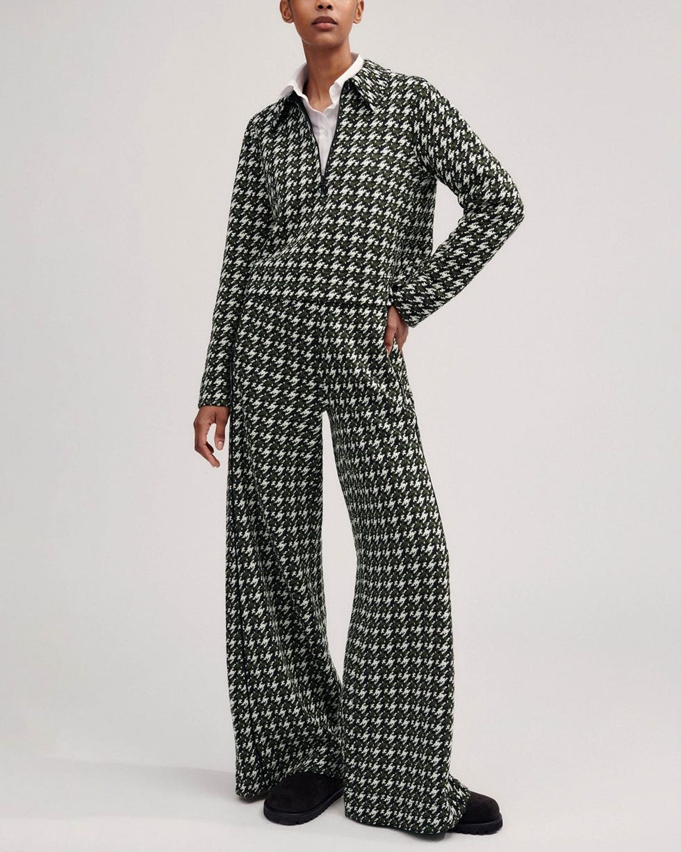 Houndstooth Wide-Leg Pant + Box Top Co-ord