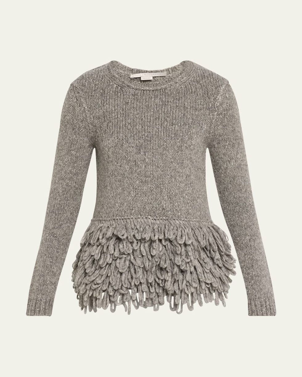 Fringe-Bottom Fitted Sweater