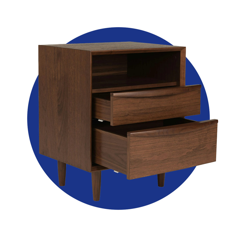 Lenia Walnut 2-Drawer Nightstand