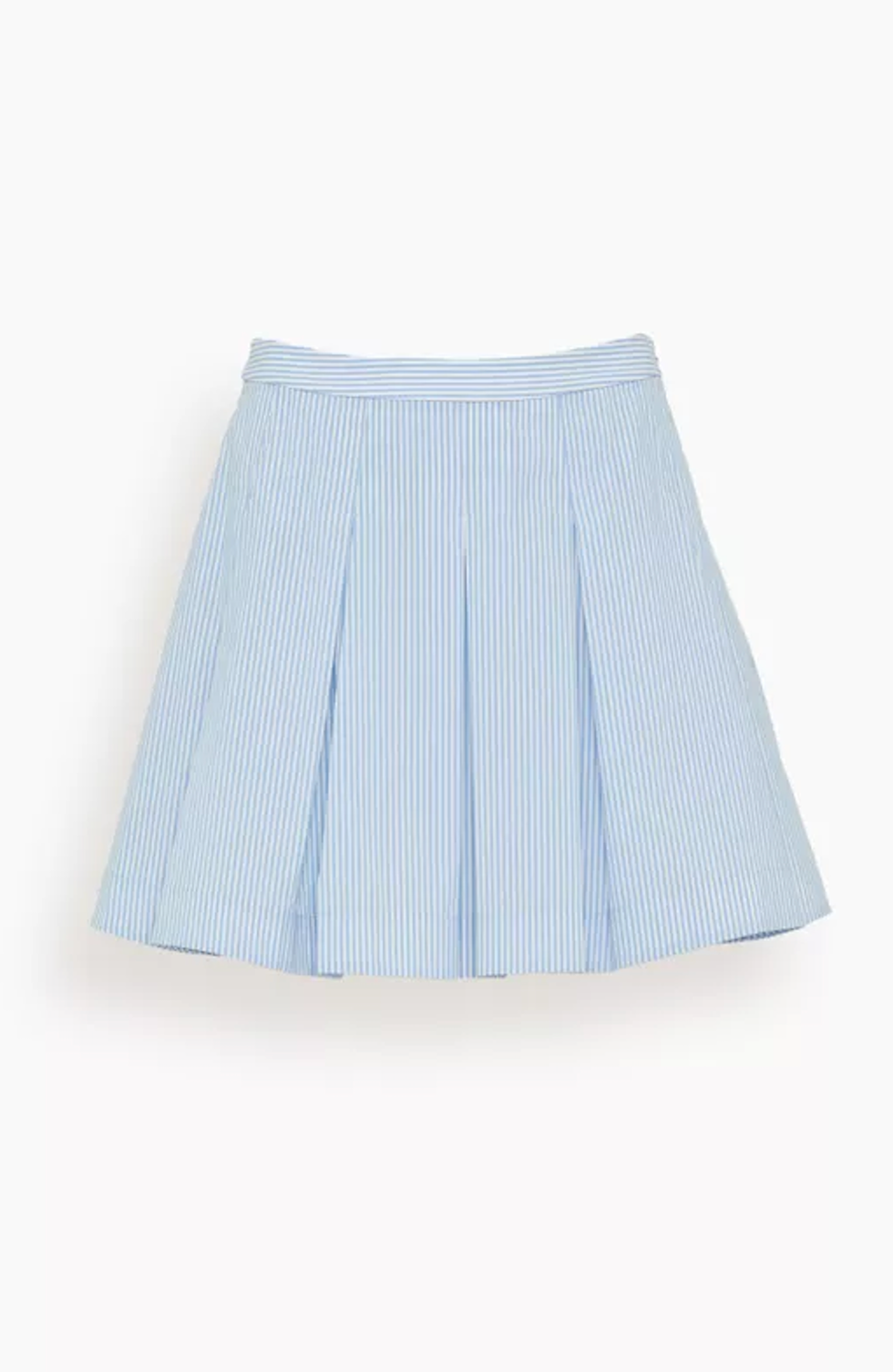 Cal Pleated Miniskirt in Classic Blue Stripe