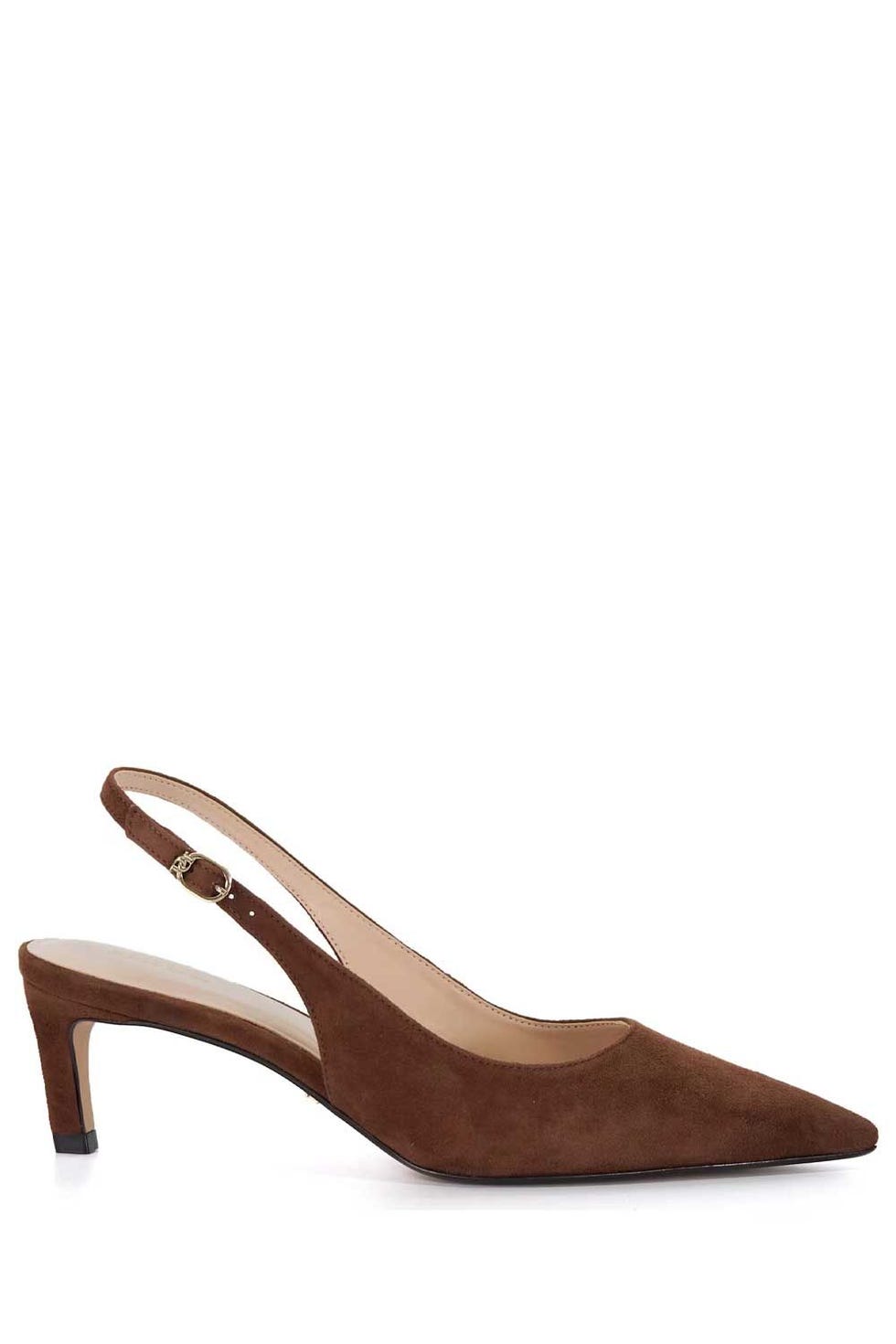Suede Kitten Heel Pointed Slingback Shoes