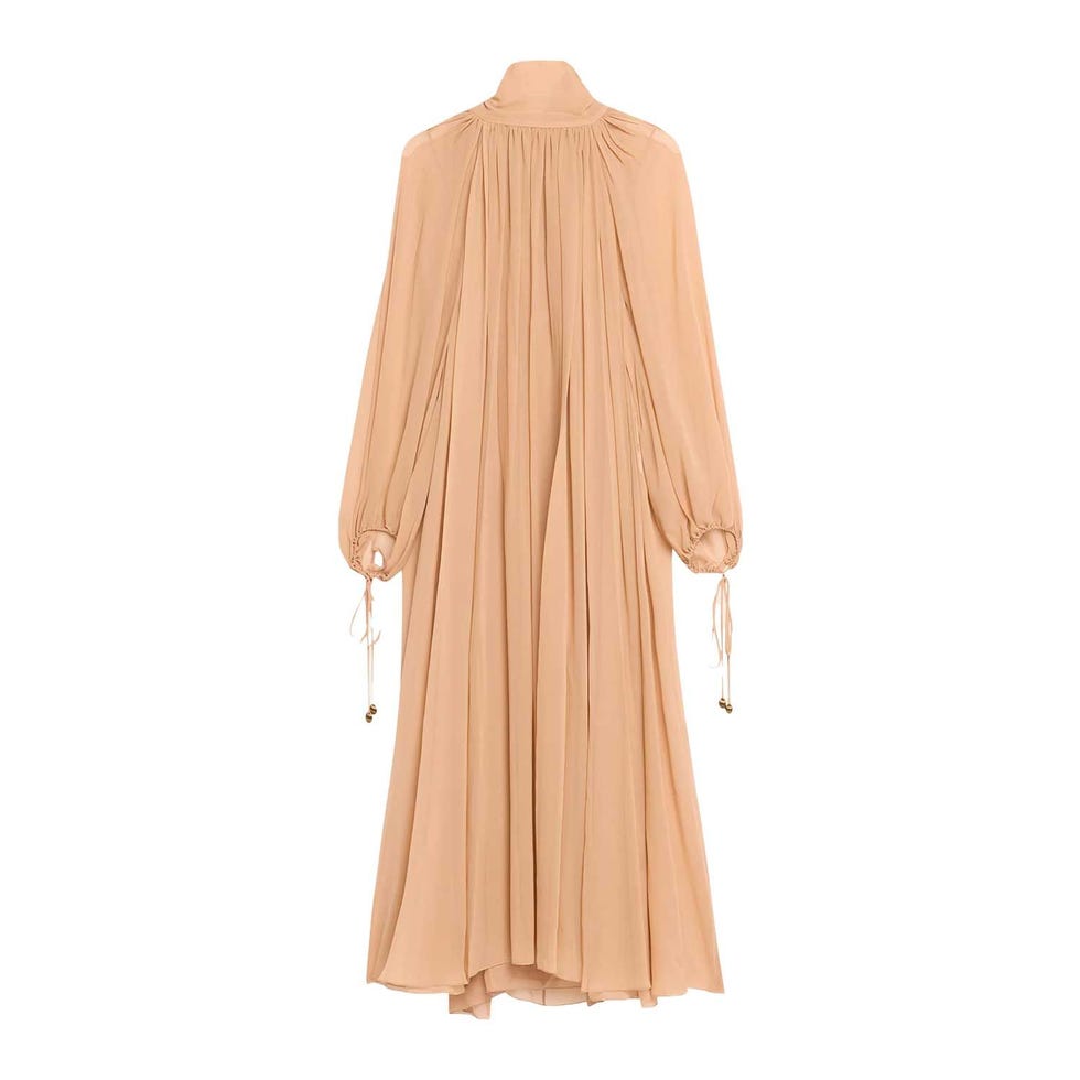 Long-Sleeved Silk Georgette Dress