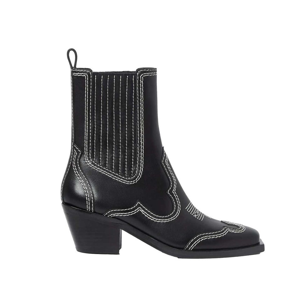 Agnes Western Leather Ankle Boots 