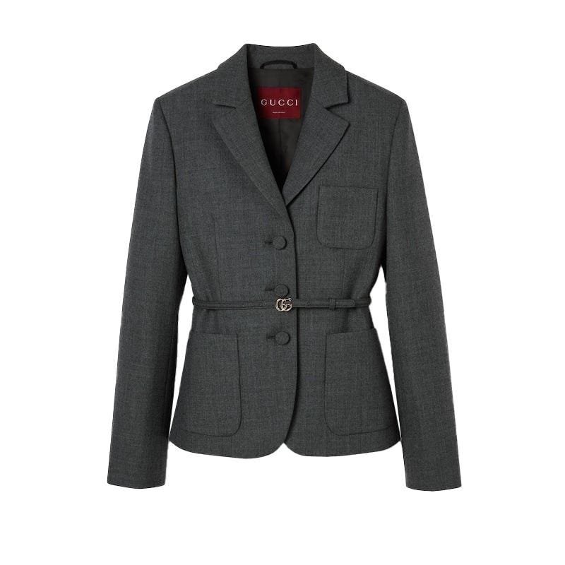 Single-Breasted Wool Grisaille Jacket