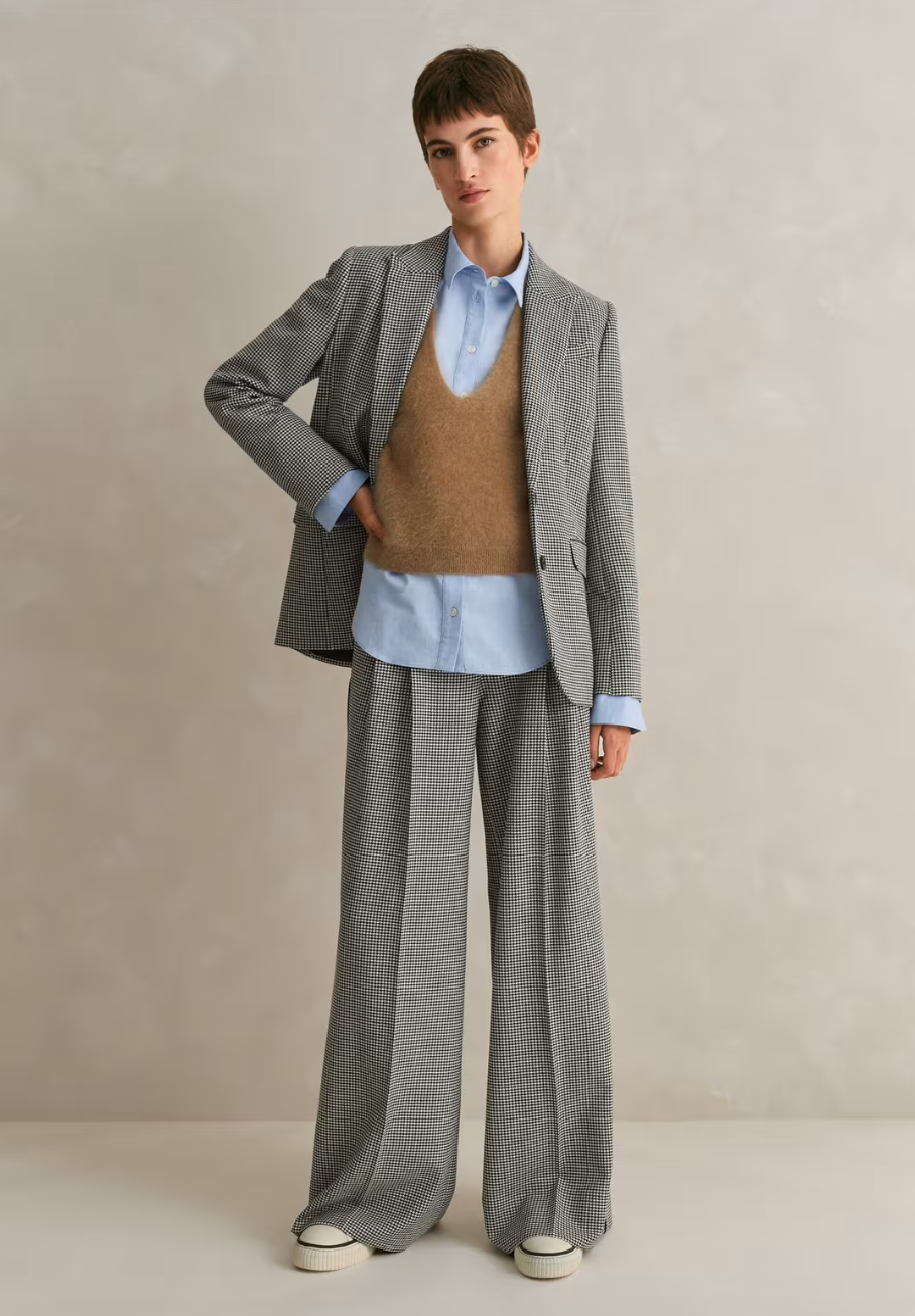 Houndstooth Single-Breasted Blazer
