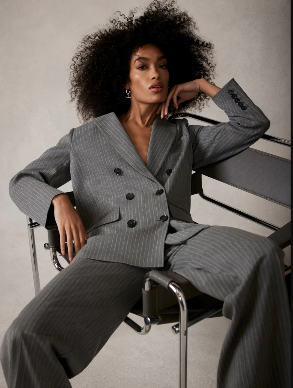 Grey pinstripe blazer