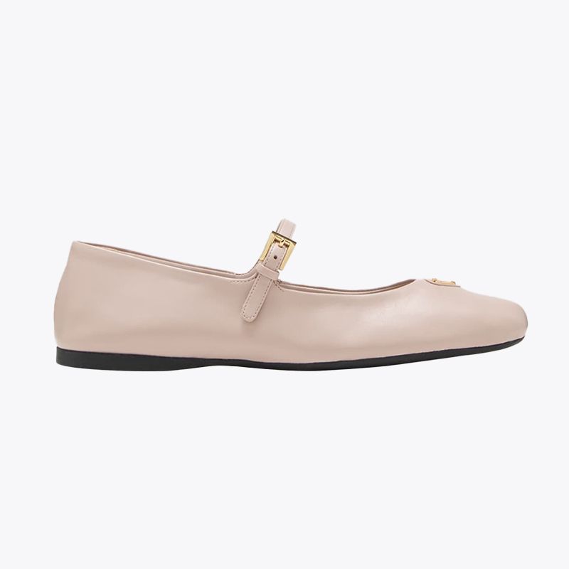 Lambskin Triangle Mary Jane Ballerina Flats