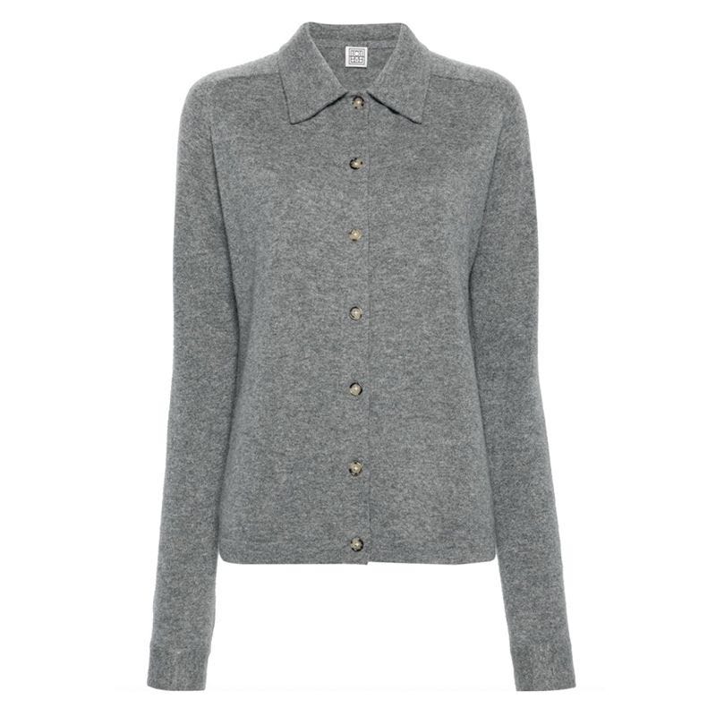 Straight-Collar Cashmere Shirt