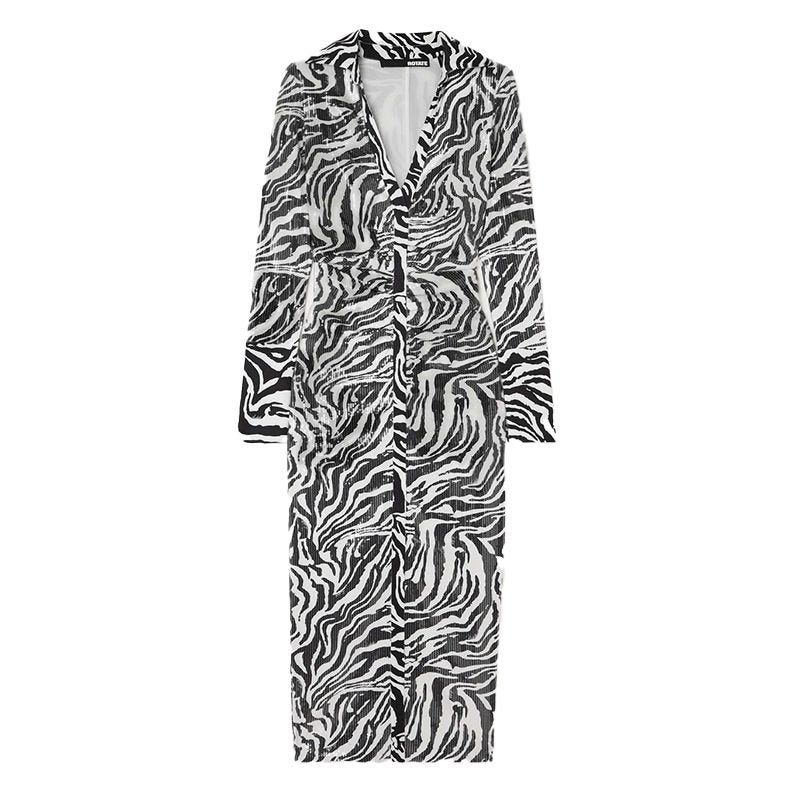 Zebra-Print Midi Dress