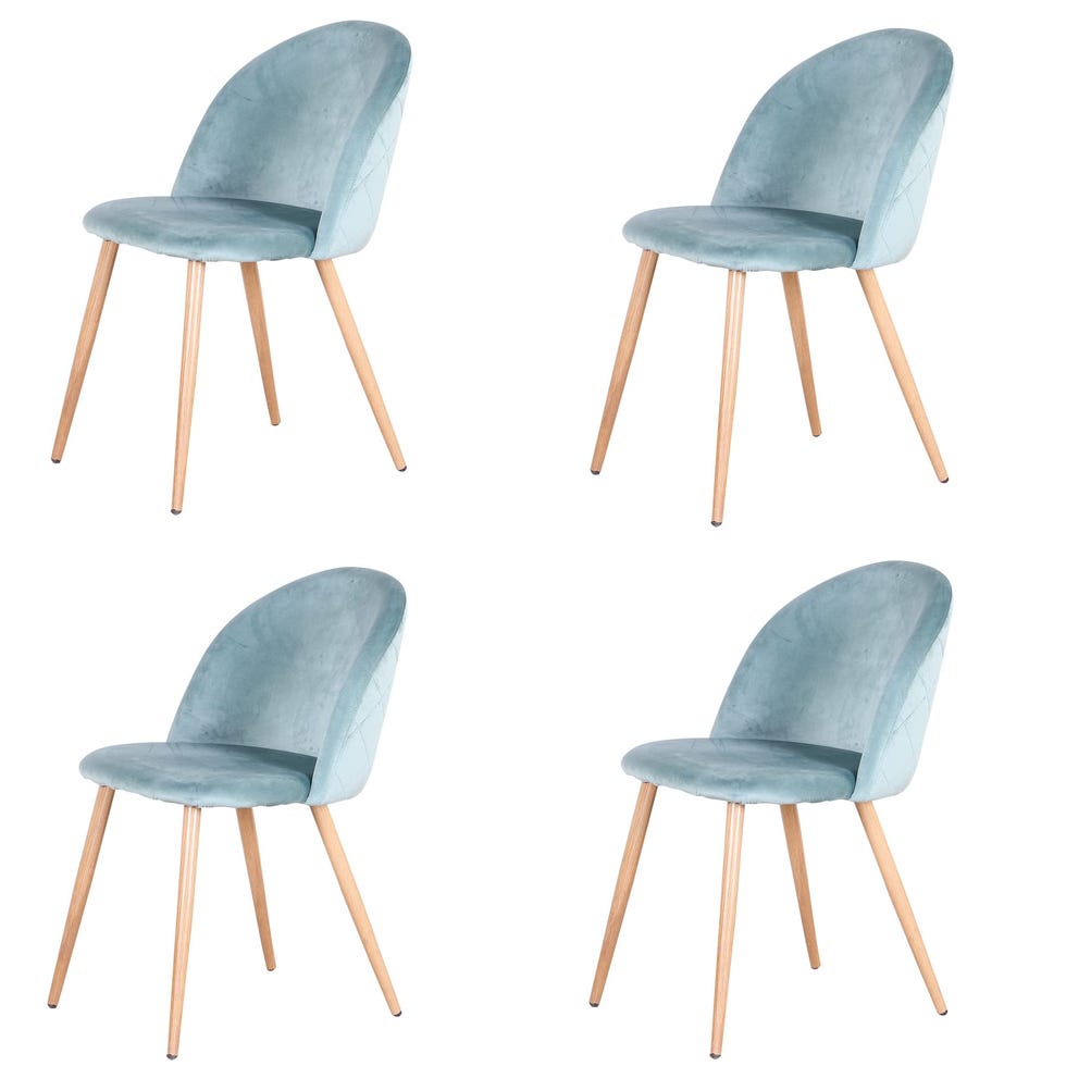 Juego de 4 sillas de comedor de terciopelo