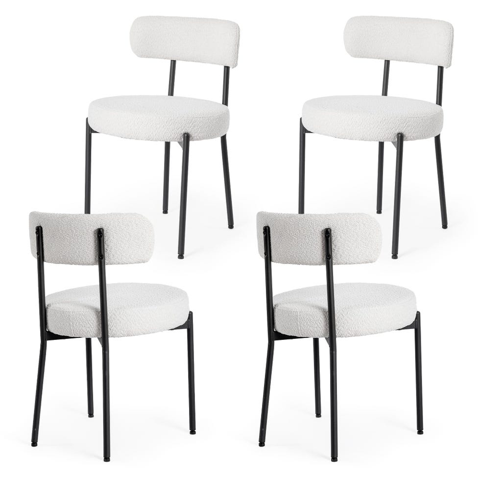 Juego de sillas de comedor de tela de bouclé
