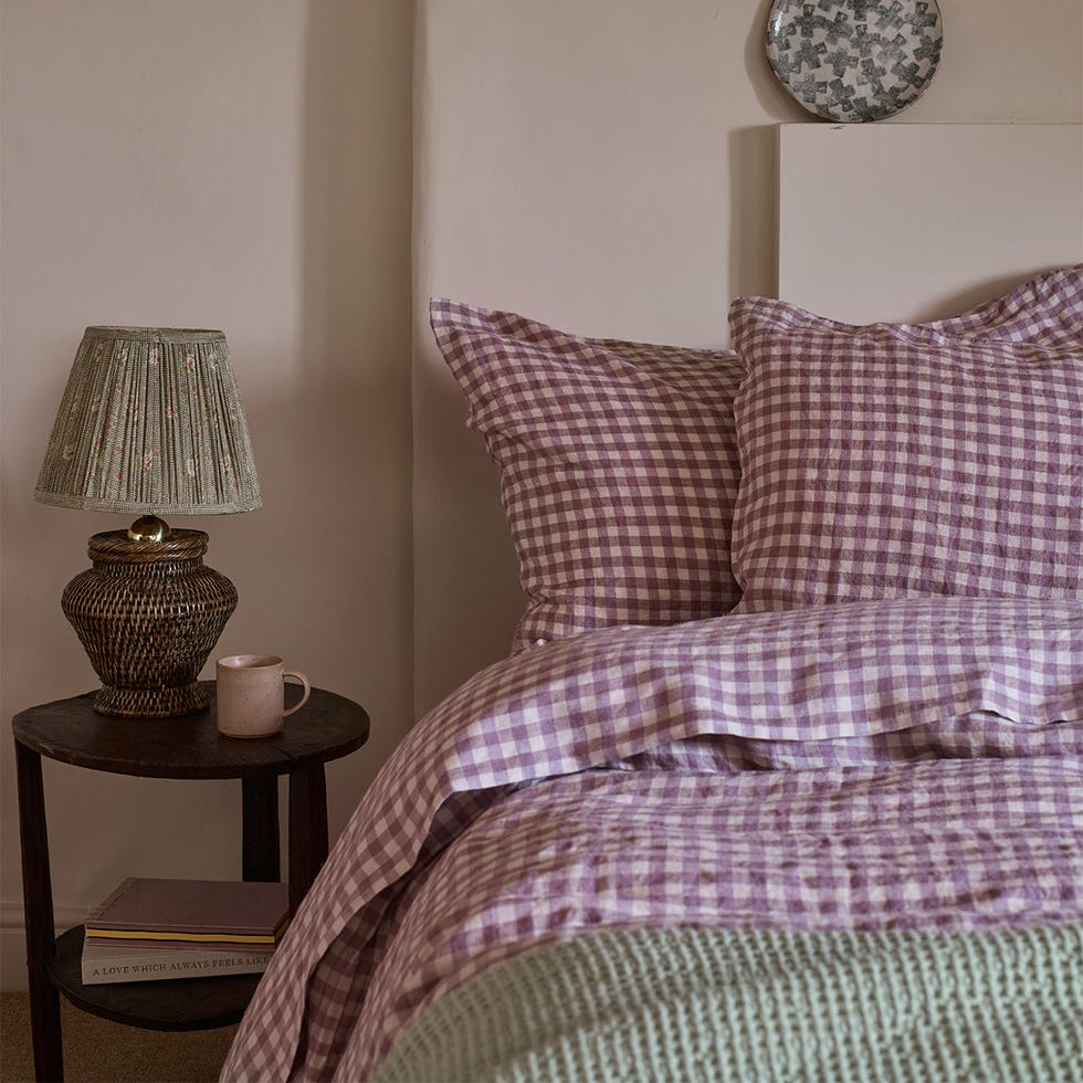 Elderberry Gingham Linen Blend Duvet Cover