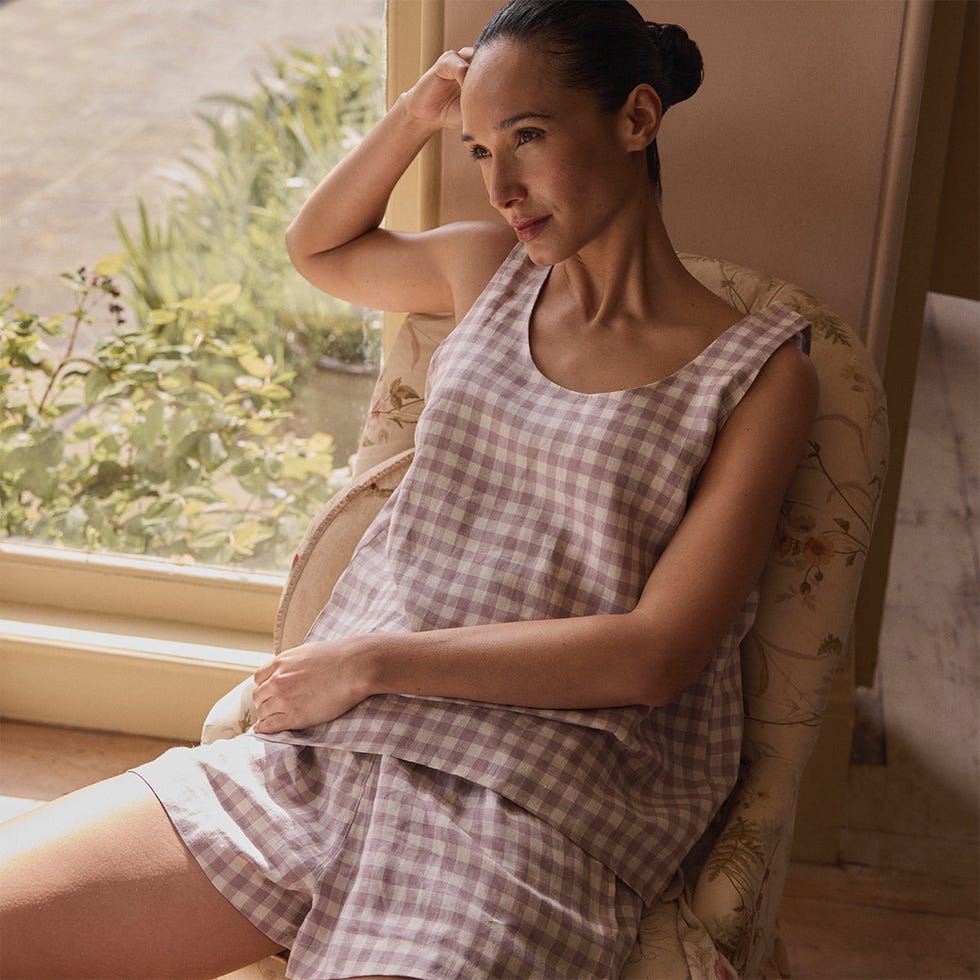 Elderberry Gingham Linen Women's Cami Set
