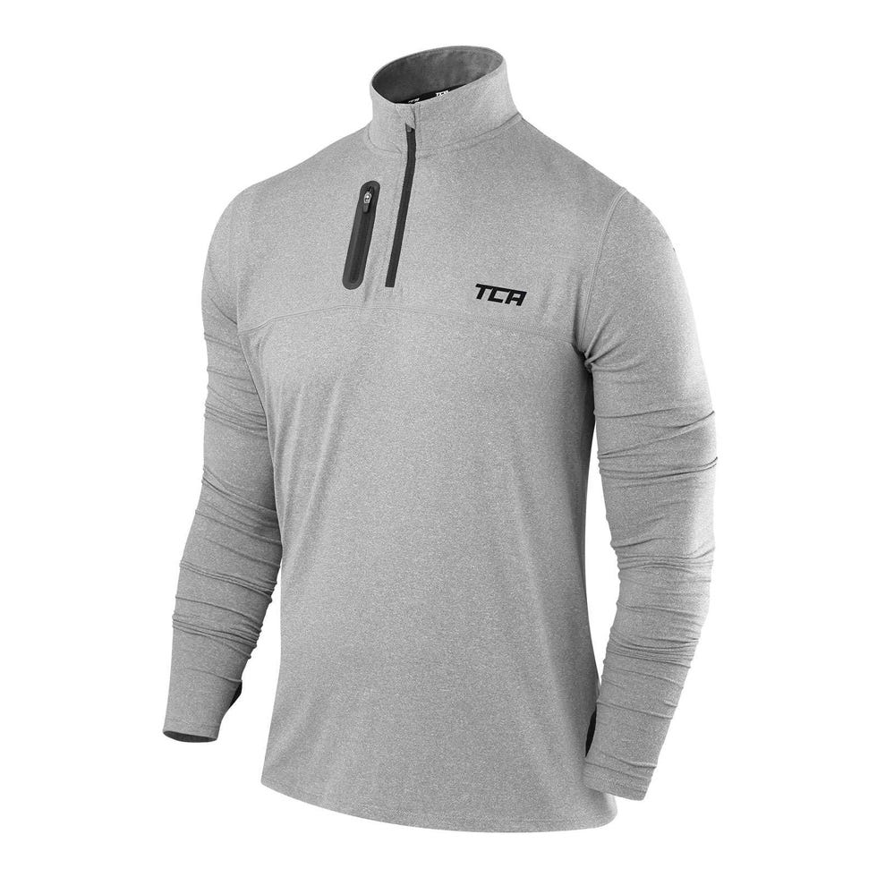 Camiseta deportiva de manga larga de hombre para correr en color gris
