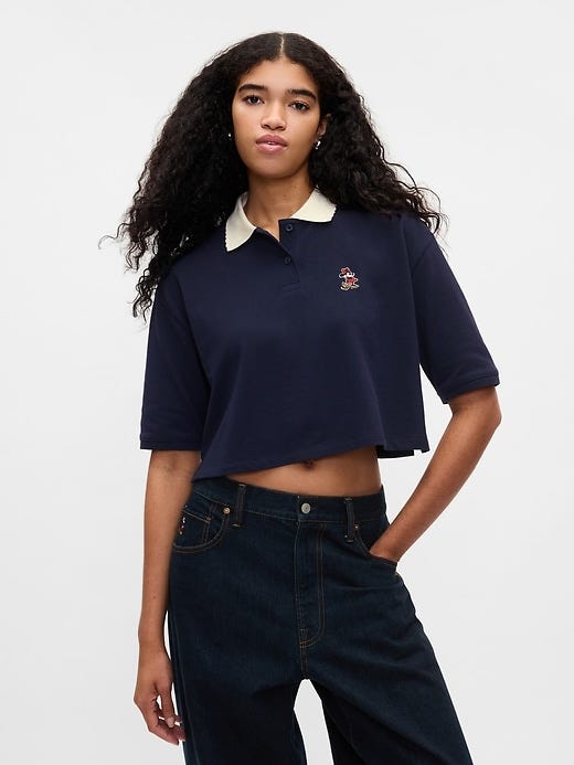 Minnie Mouse cropped pique polo shirt