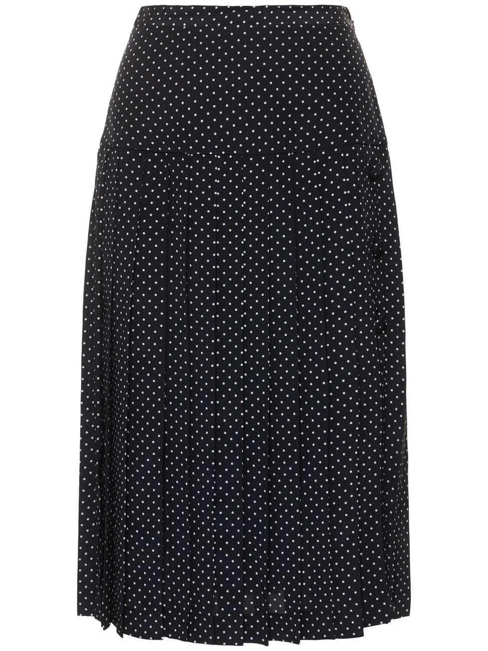 Polka Dot silk Pleated Midi Skirt