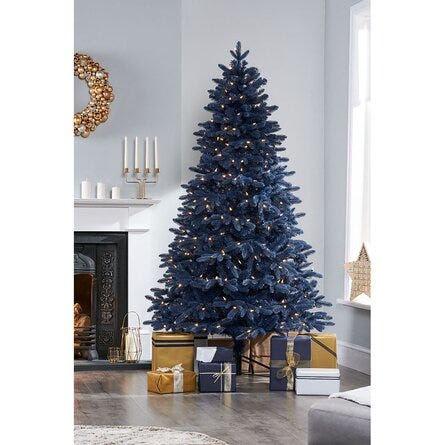 Blue Realistic Fir Christmas Tree with 350 LED Twinkling Lights