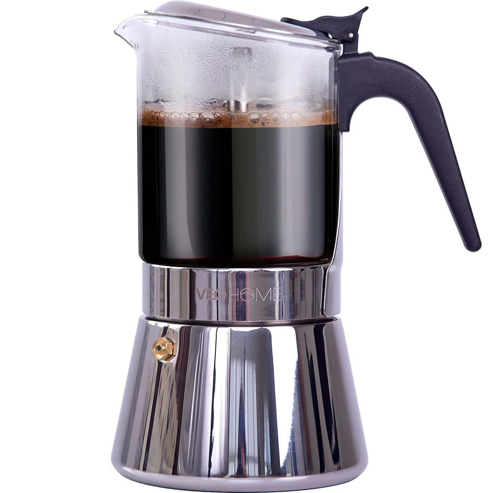 VeoHome Cafetera italiana transparente de vidrio