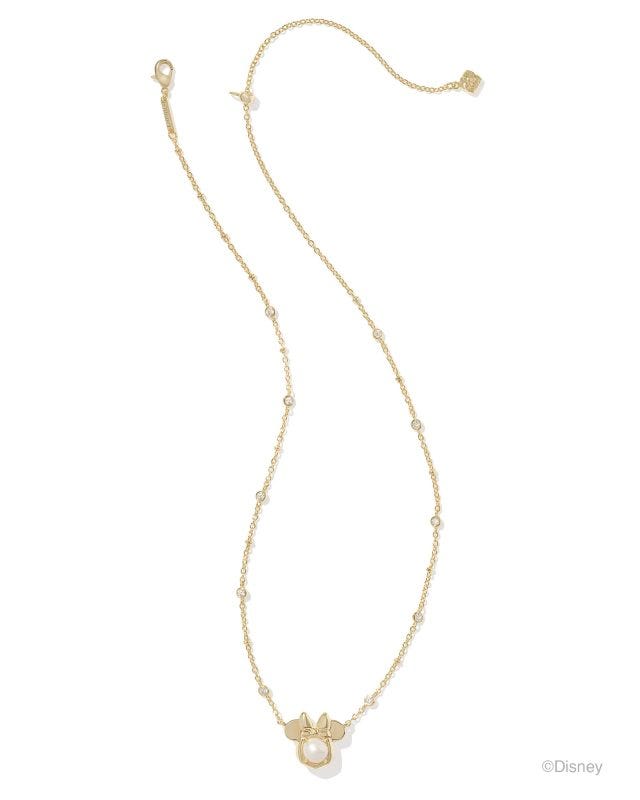 Minnie Mouse gold short pendant necklace in white pearl