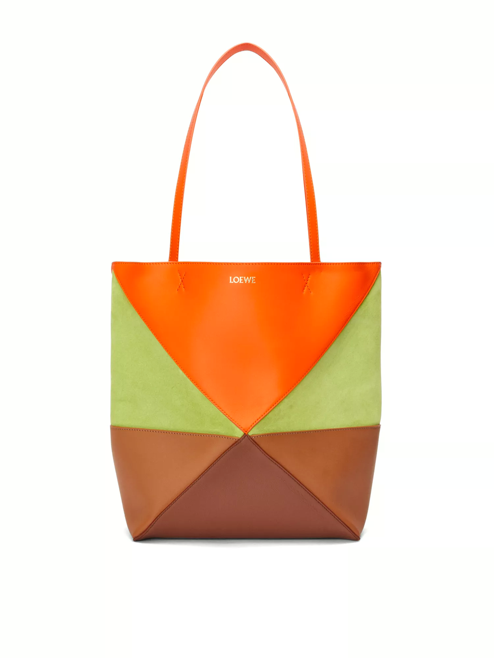 Puzzle Fold Medium Leather Tote Bag