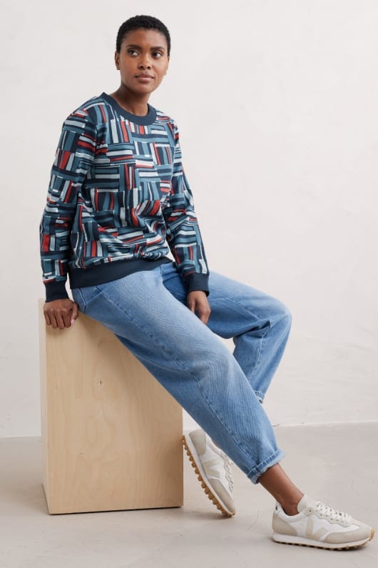 Bright Wave Printed Organic Cotton Sweatshirt