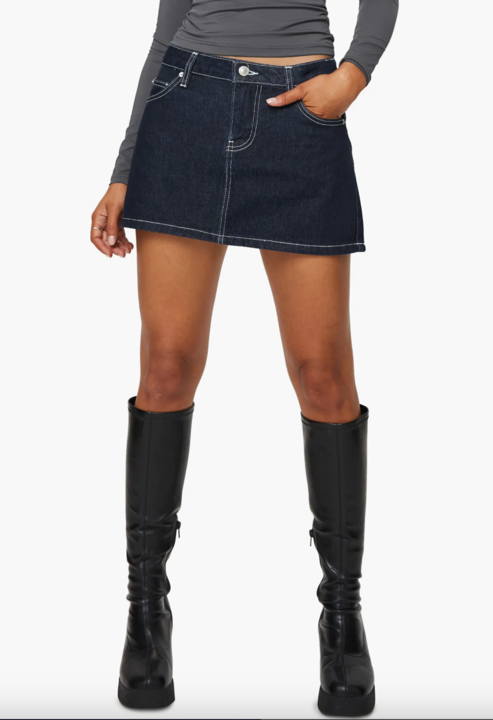 Low Rise Denim Miniskirt 