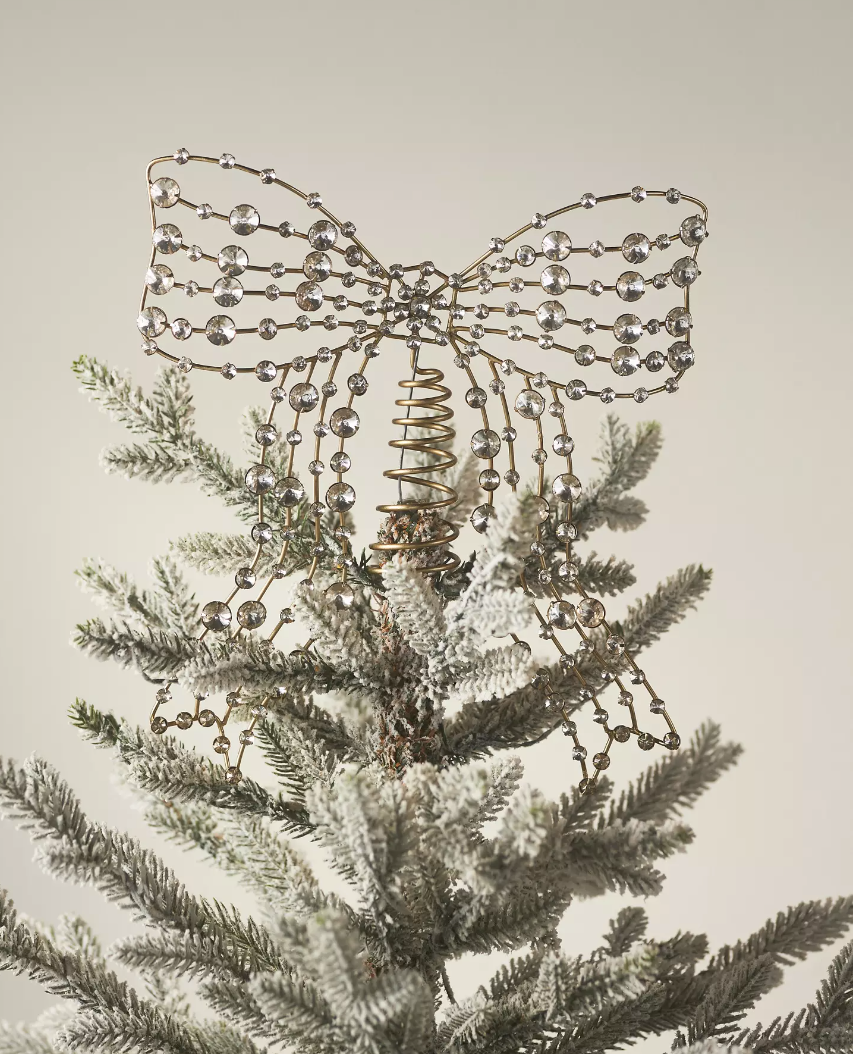Jeweled Metal Bow Tree Topper