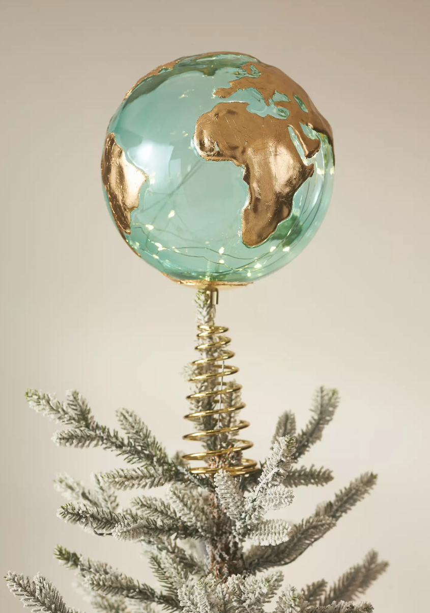 Light-Up Globe Glass Tree Topper