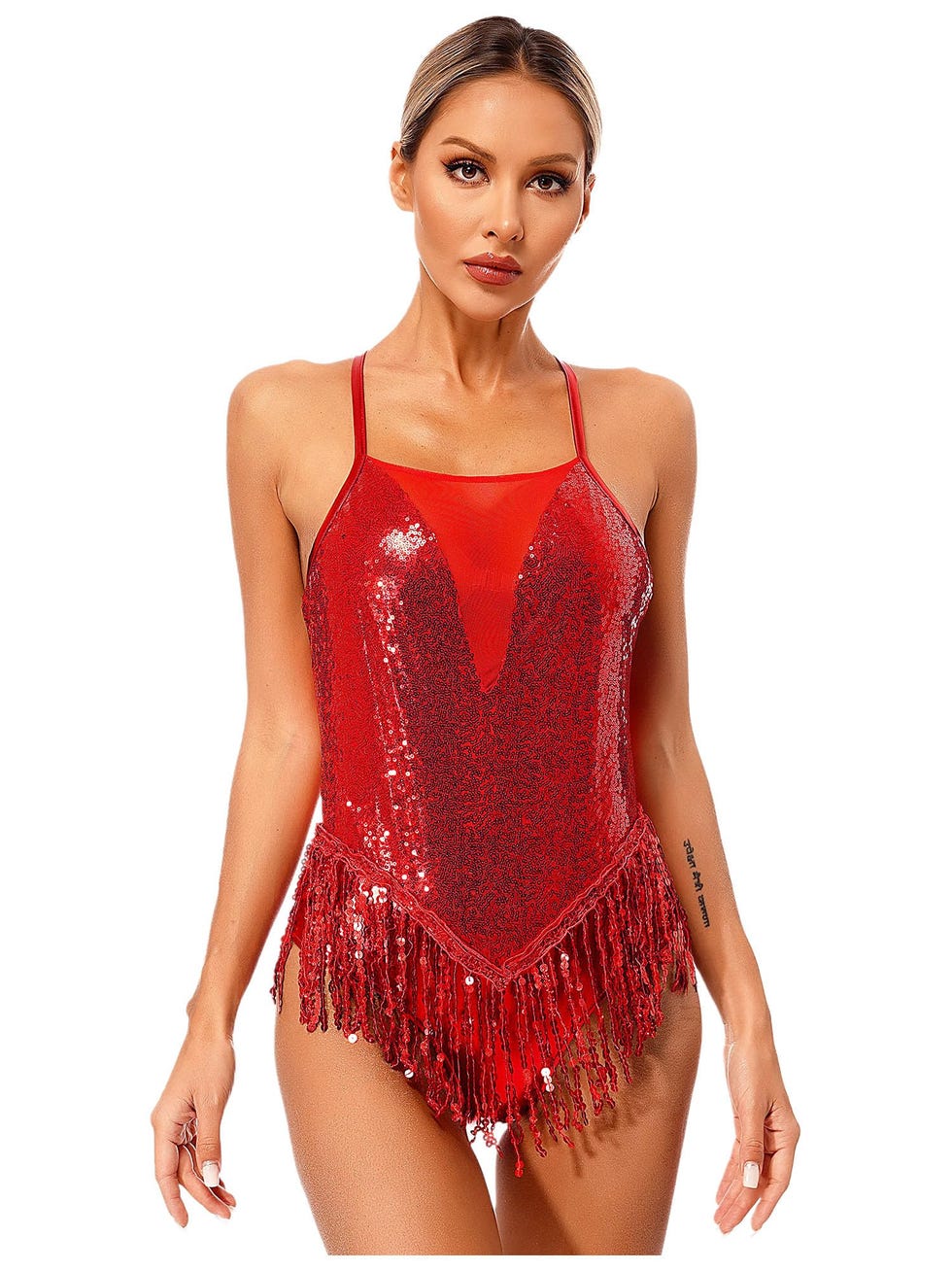 Leotard with sequin tassel 