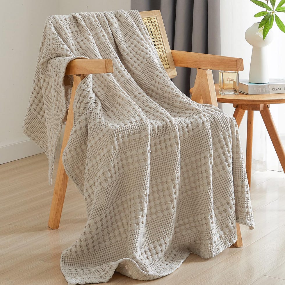 100% Cotton Waffle Weave Throw Blanket