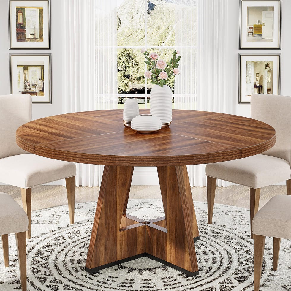 Mesa de comedor redonda de madera de 47 pulgadas