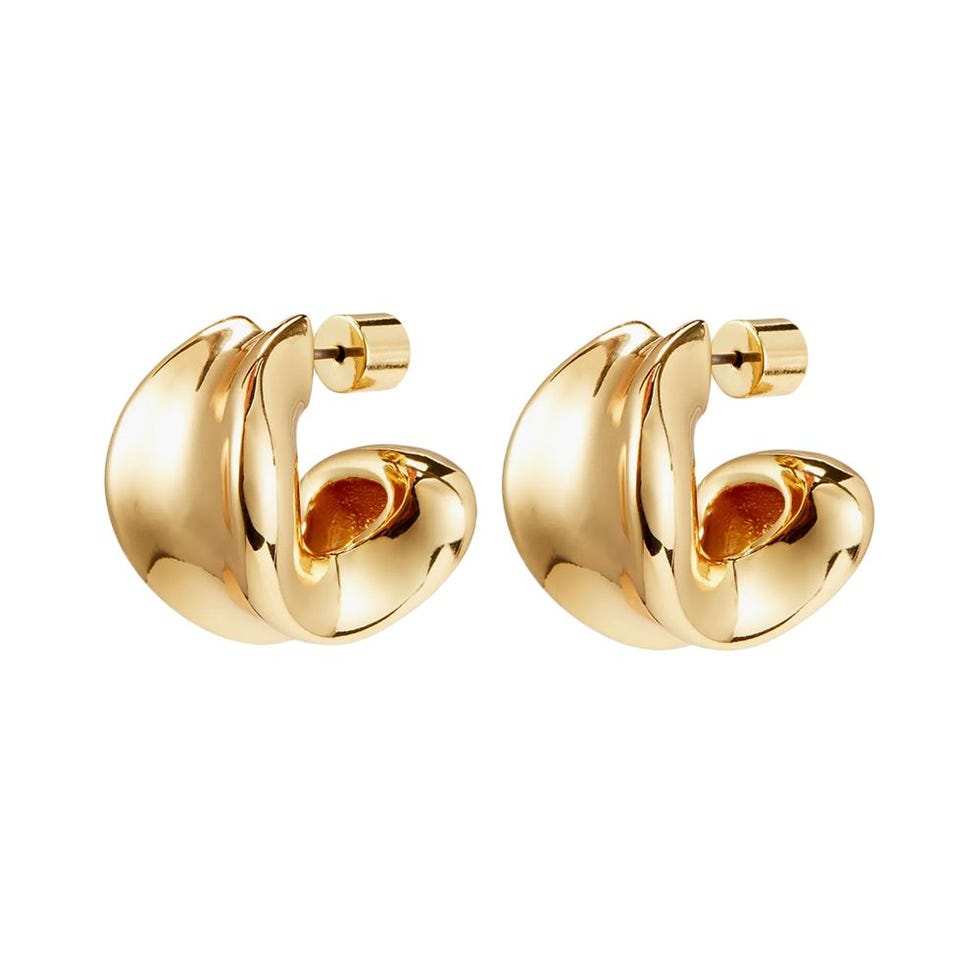 Jenny Bird Chunky Doune Hoop Earrings in Metallic Gold.