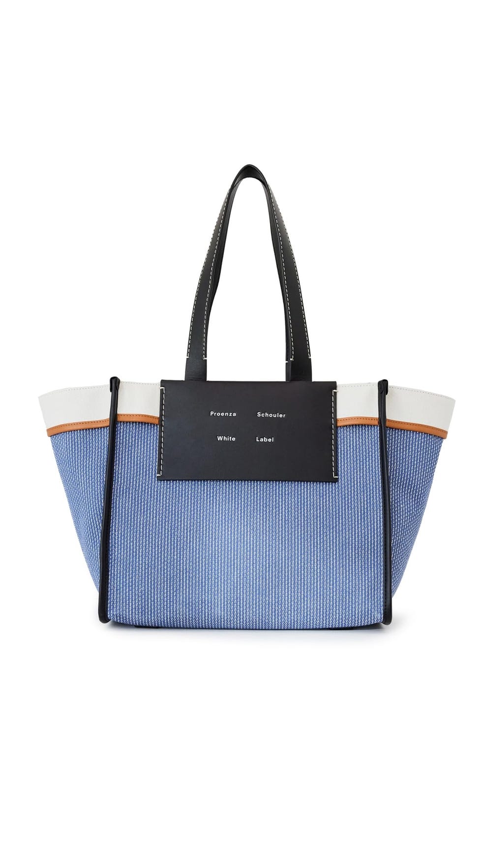 Proenza Schouler White Label Women's Large Morris Pinstripe Tote, Blue/Ecru Stripe, One Size