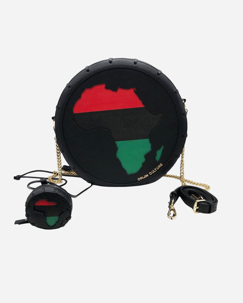 Retro Africa Sign Medallion Round Bag + Stash Necklace