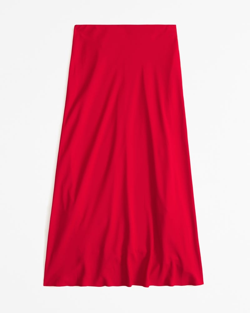 Mid-rise satin maxi skirt