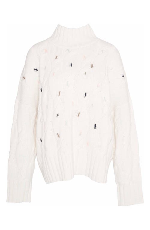 Fleur Cable Wool Blend Mock Neck Sweater