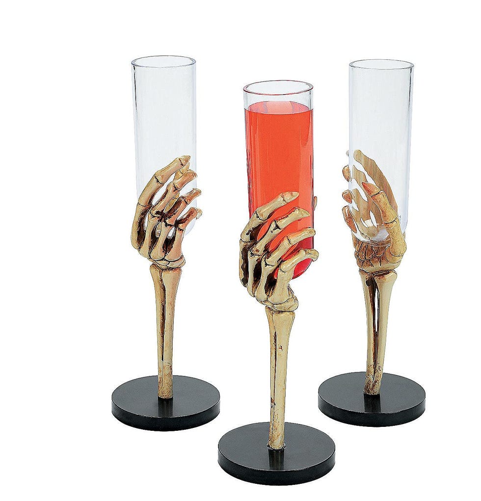 Skeleton Hand Plastic Flute Glasses (12-Piece) 