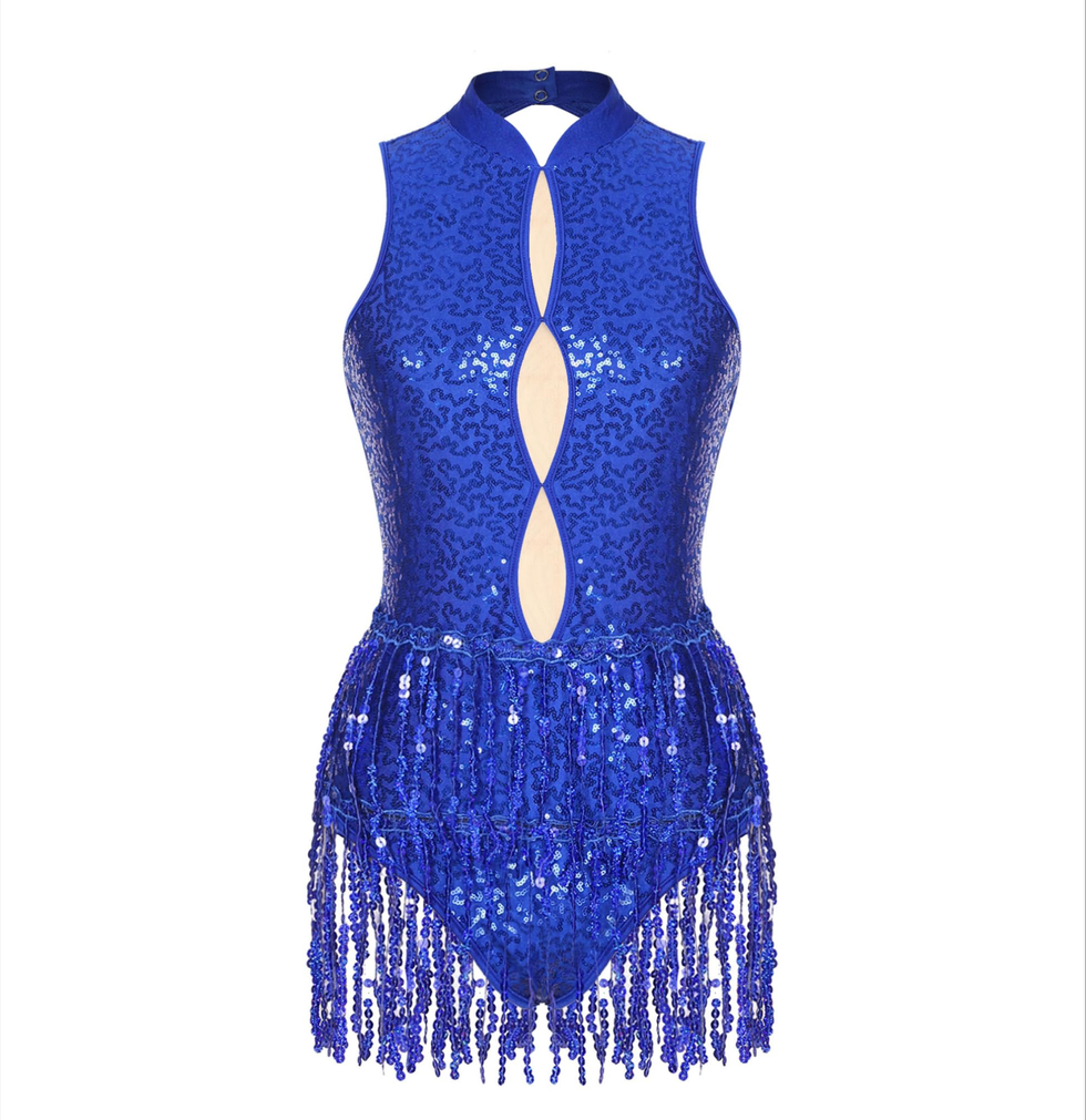 Leotard with sequins and tassels