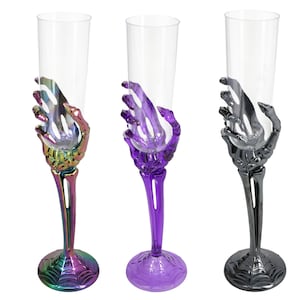 Skeleton Hand Plastic Champagne Flutes