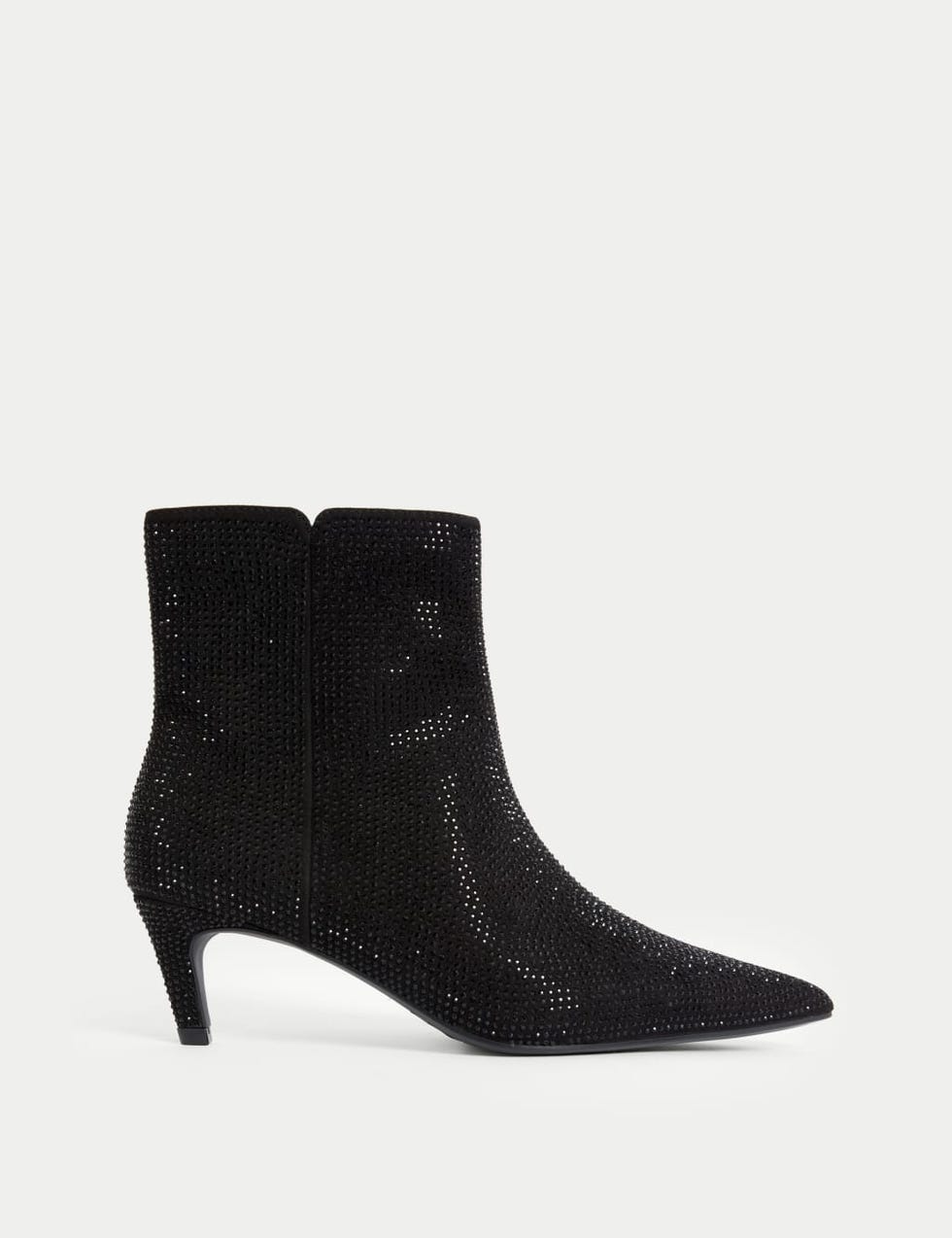 Sparkle Kitten Heel Pointed Ankle Boots