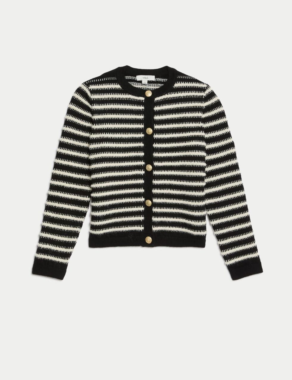 Striped Crew Neck Button Front Cardigan