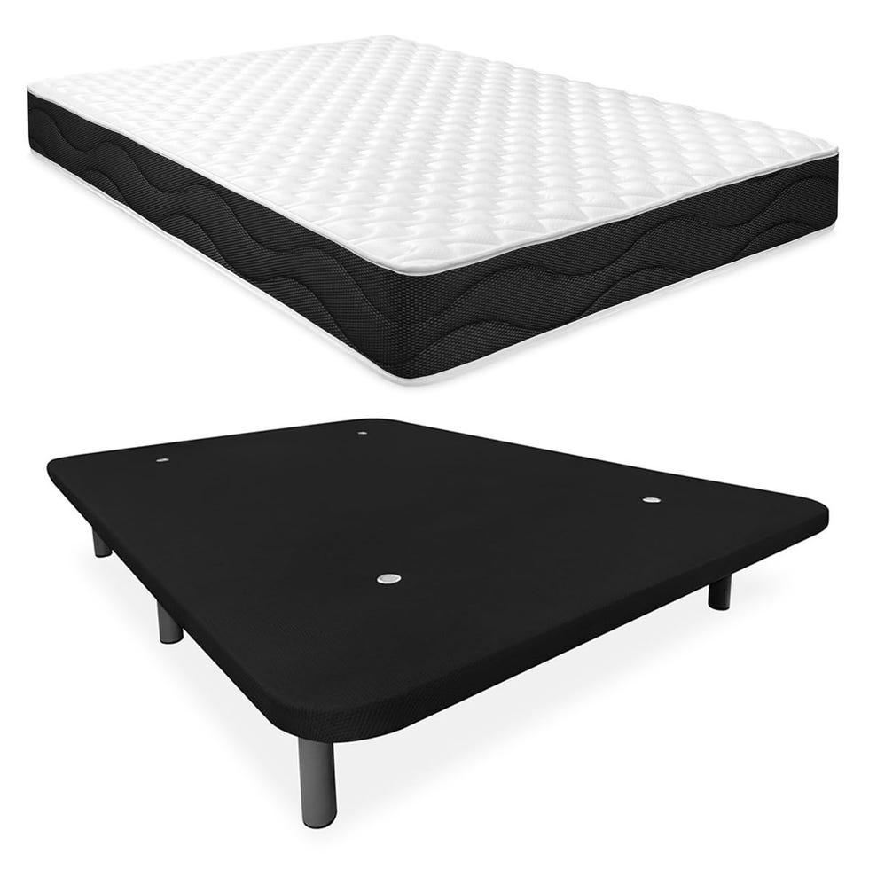 Cama con colchón Sleep Pro y base tapizada