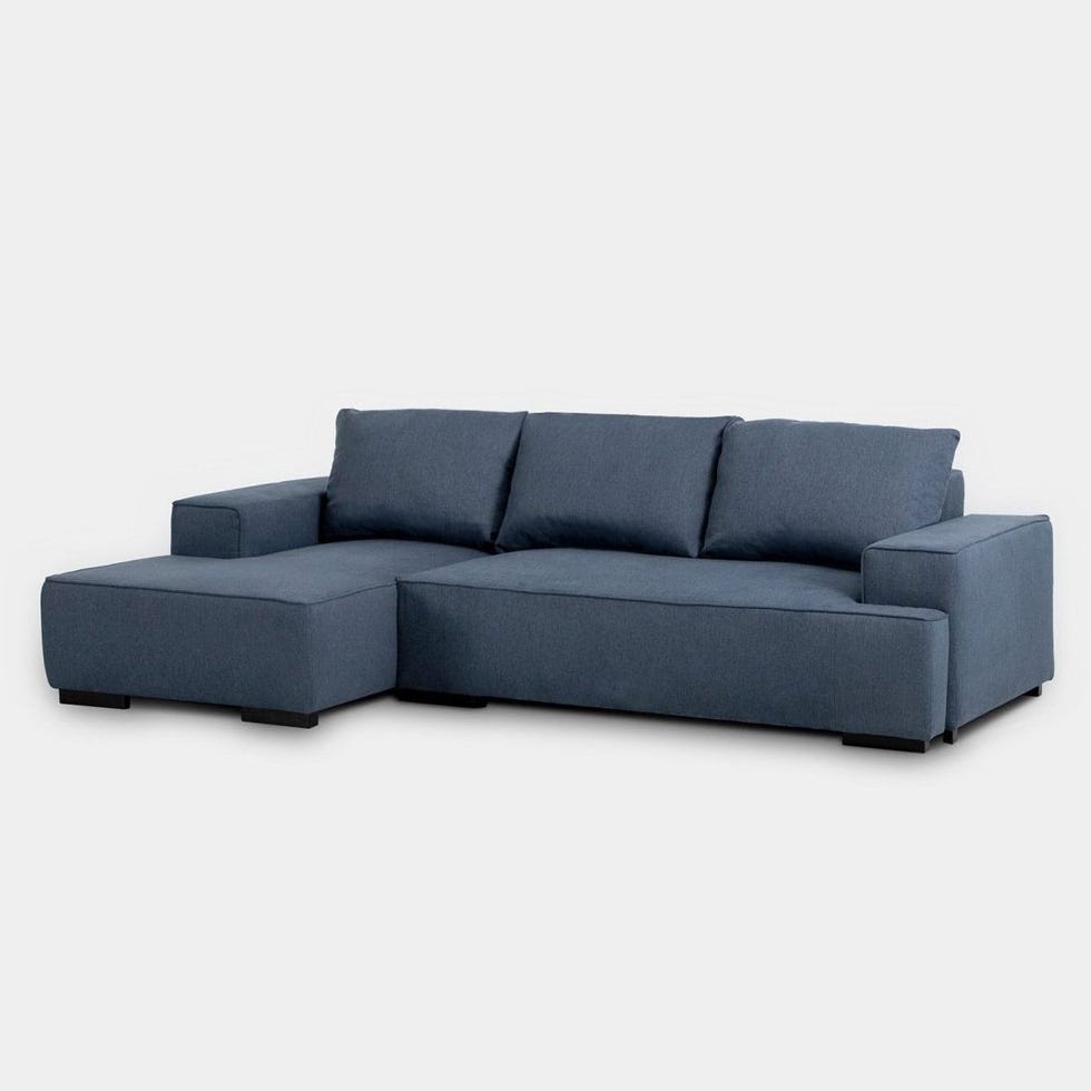 Sofá cama chaise longue izquierda de 3 plazas azul
