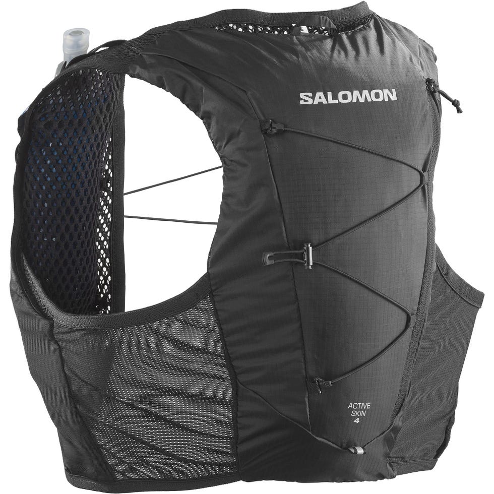 Salomon Active Skin 4 Gilet da Running con Flask Inclusi Unisex, Comfort a lunga durata, Idratazione facile, Scomparti ottimizzati, Nero, Black, XL