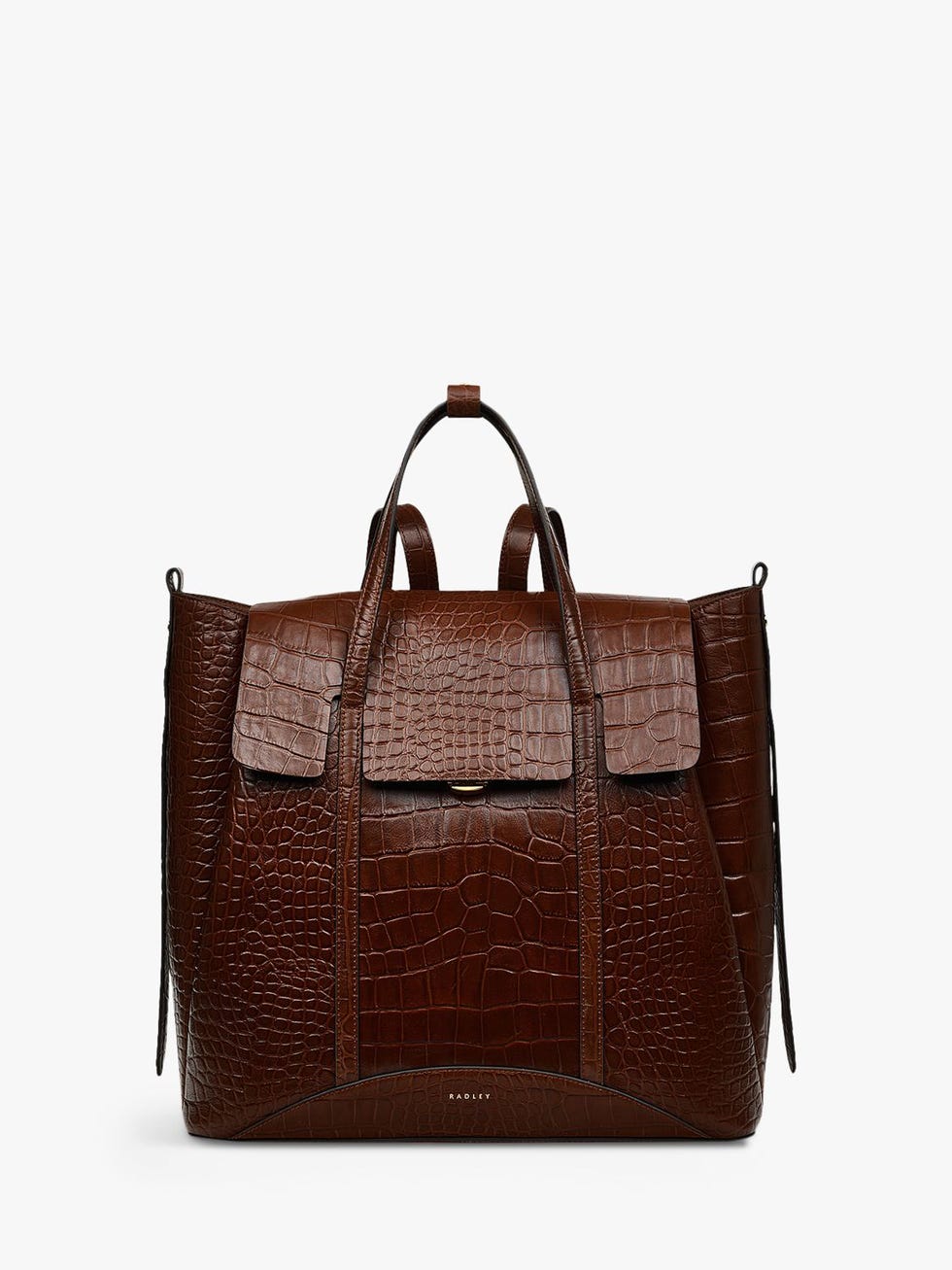 Radley The Chancery Leather Croc Effect Medium Flapover Backpack  Walnut