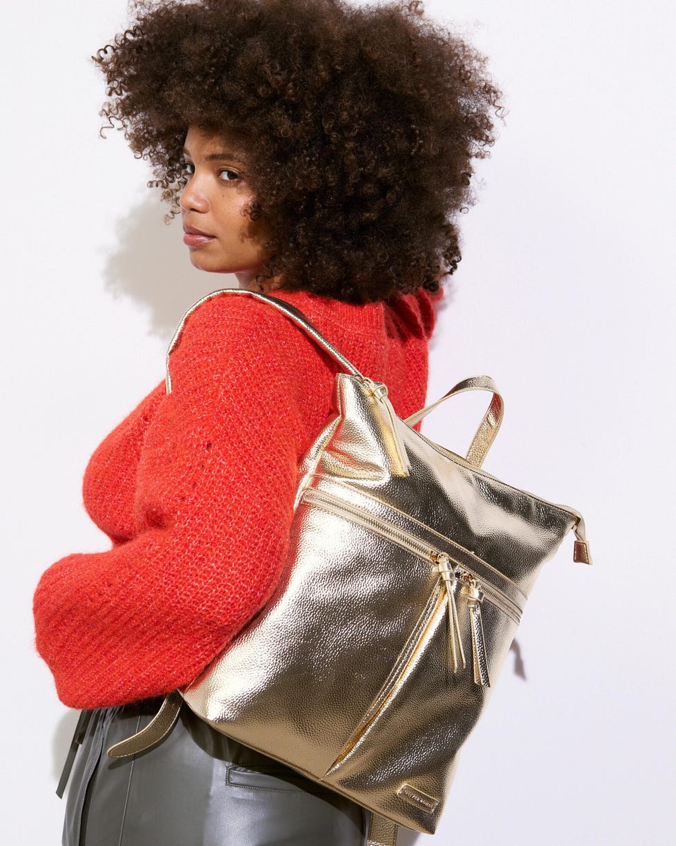 Anie Gold Metallic Backpack Medium